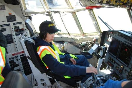 Chevak student in cockpit