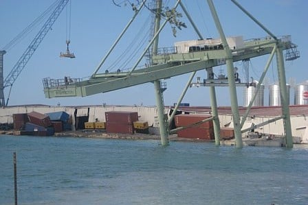 Haiti relief flights - damaged pier