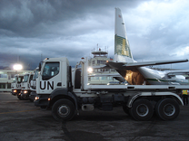 Relief flights - unloading in Haiti