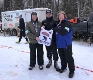 Iditarod - Brian and Jennifer Ambrose with Pete Kaiser at Iditarod start-712682-edited