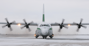 Lynden Air Cargo Hecules aircraft on runway